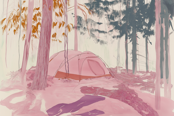 Stylized Dreamlike Forest Camping Scene