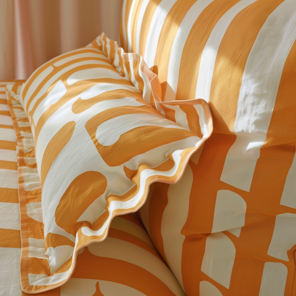 Vibrant Yellow Striped Bed Linens
