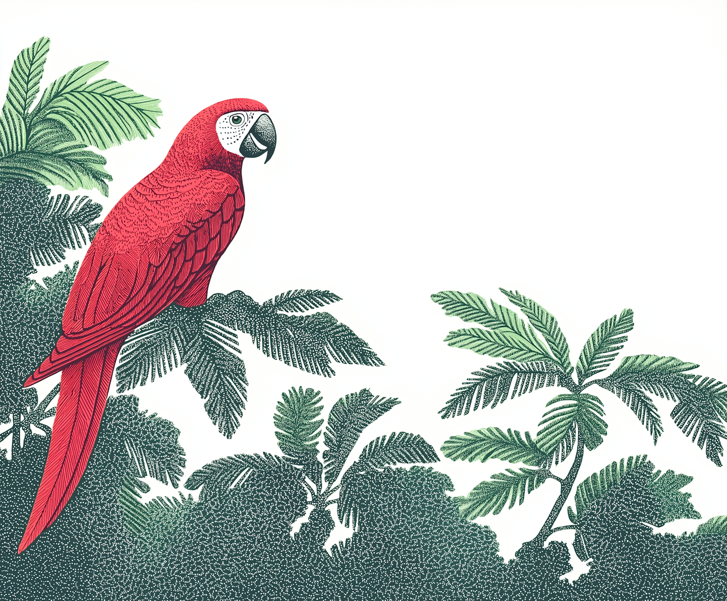 Vibrant Scarlet Macaw in Tropical Foliage