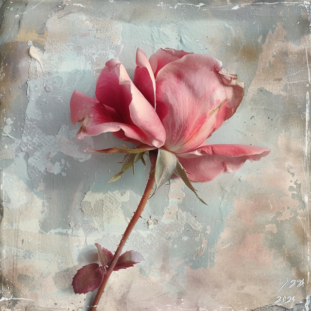 Textured Pink Rose Artwork