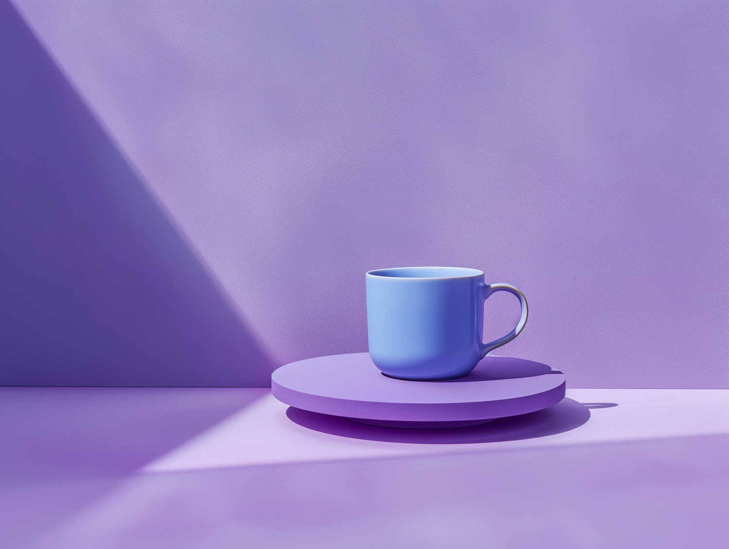 Minimalist Purple Still Life with Blue Cup