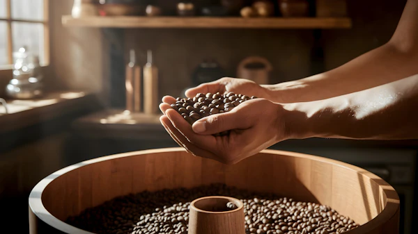 Hands Holding Coffee Beans