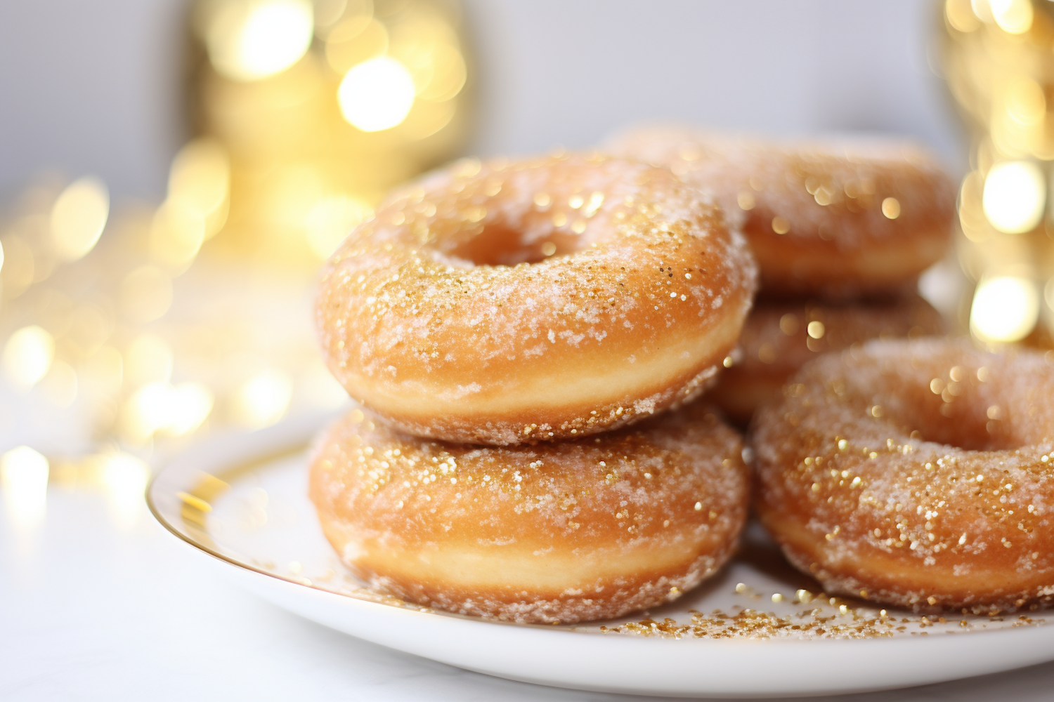 Glittering Sugar-Dusted Doughnuts