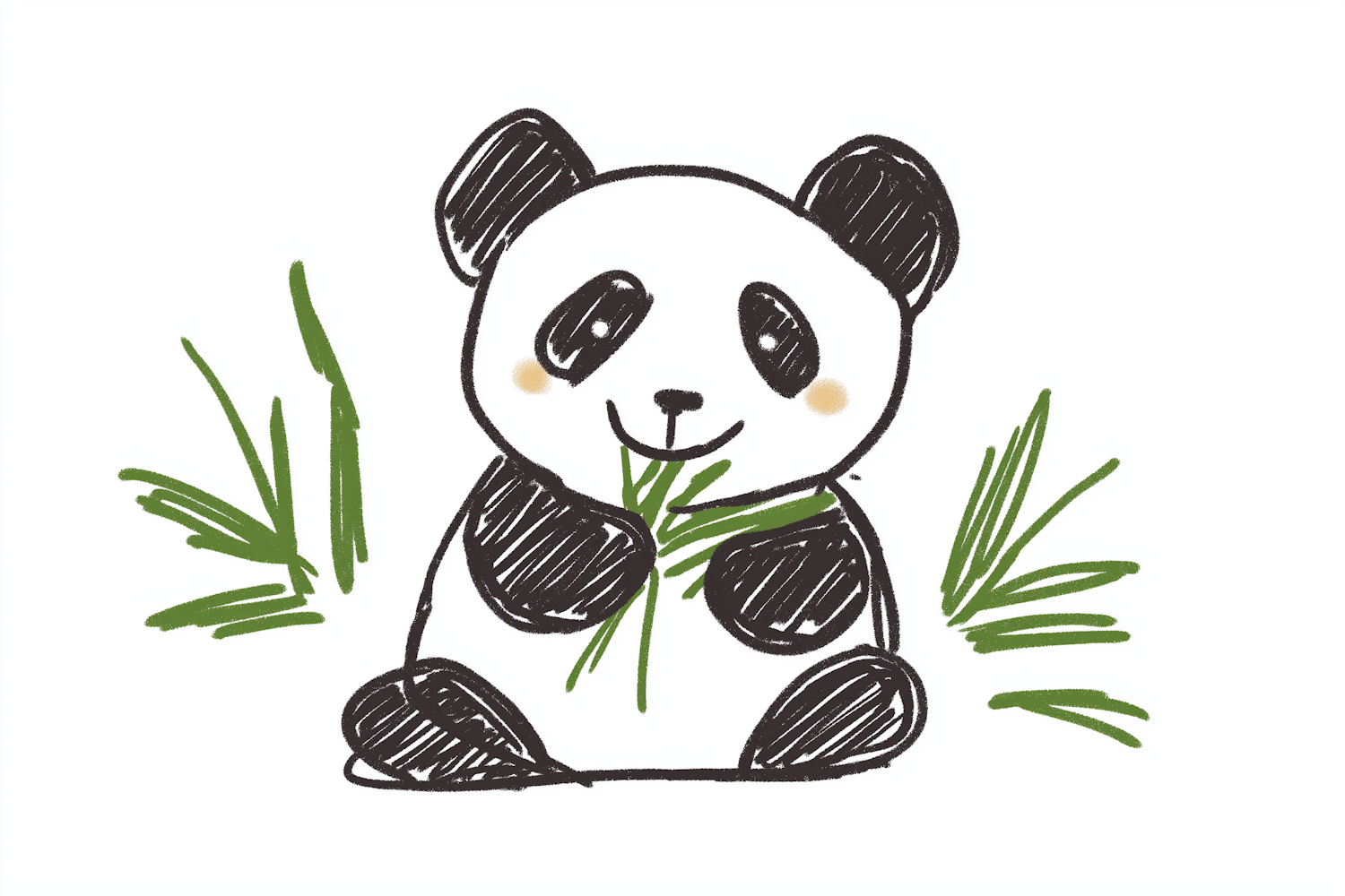 Sketch of Panda with Bamboo