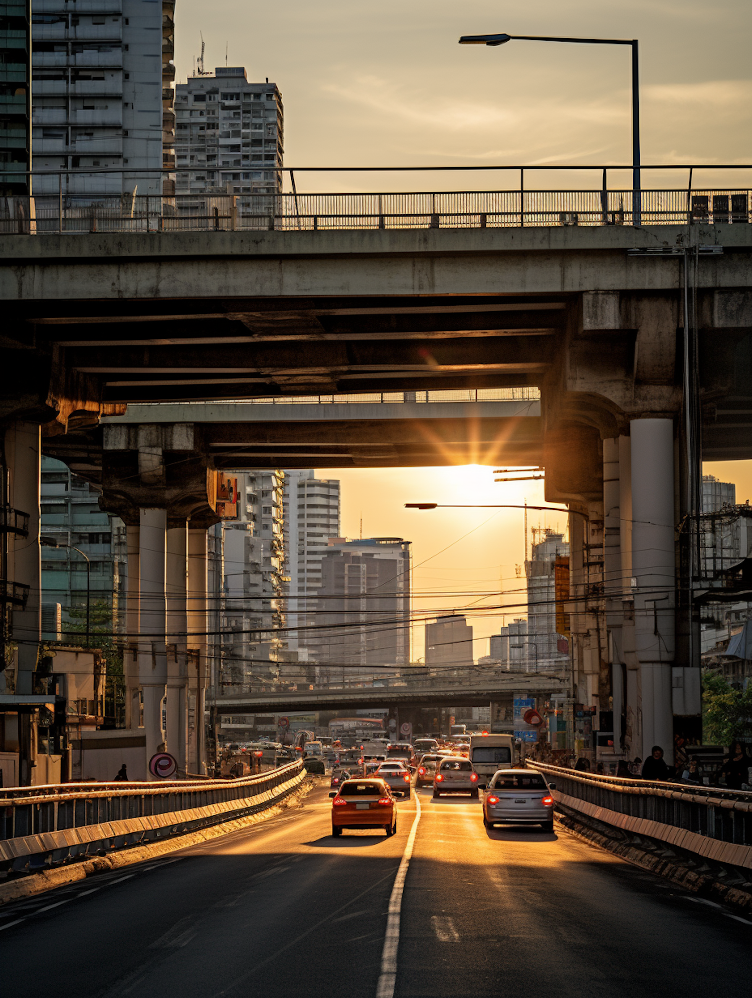 Sunset Commute in the Urban Maze