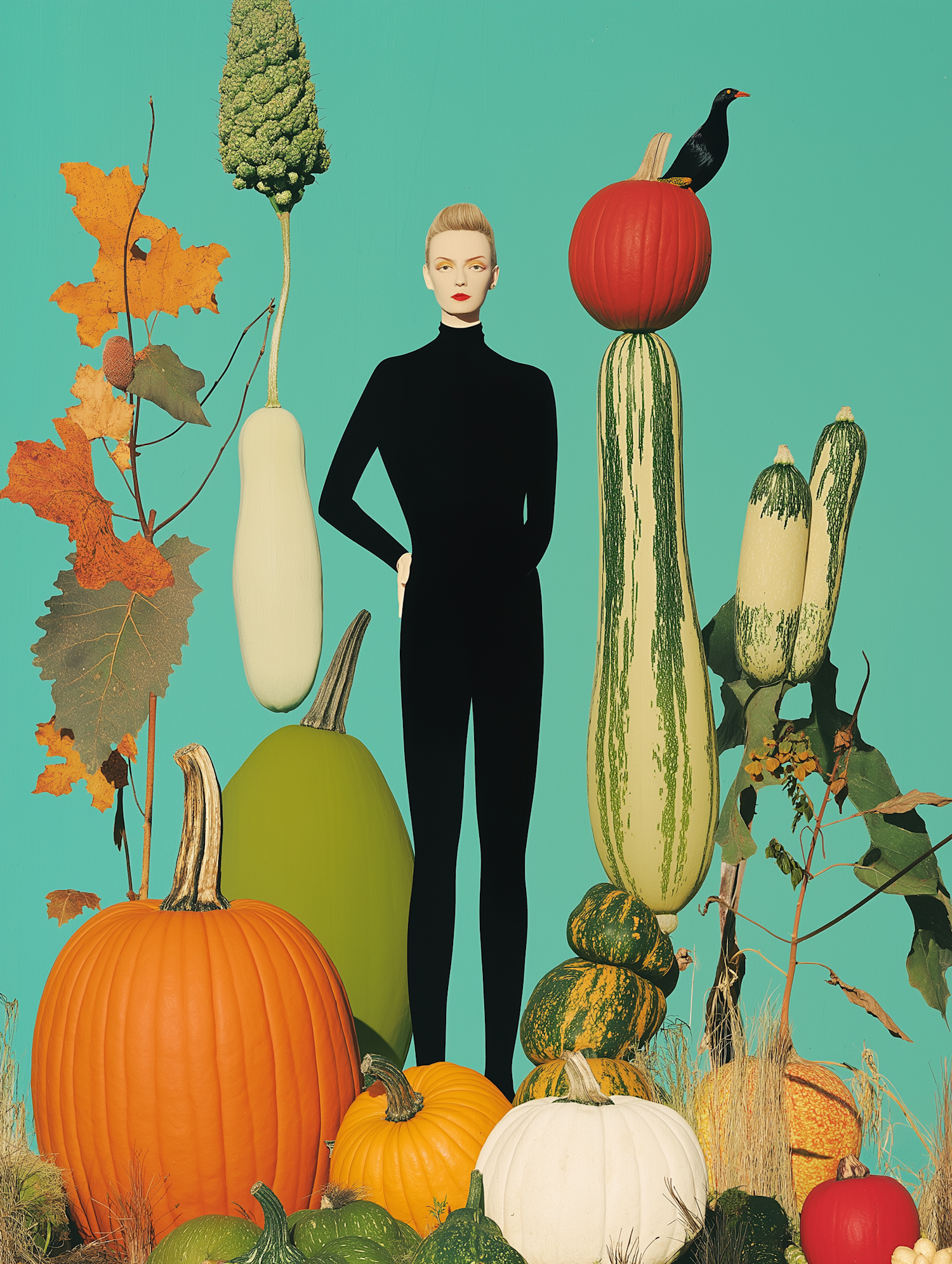 Person with Gourds and Bird