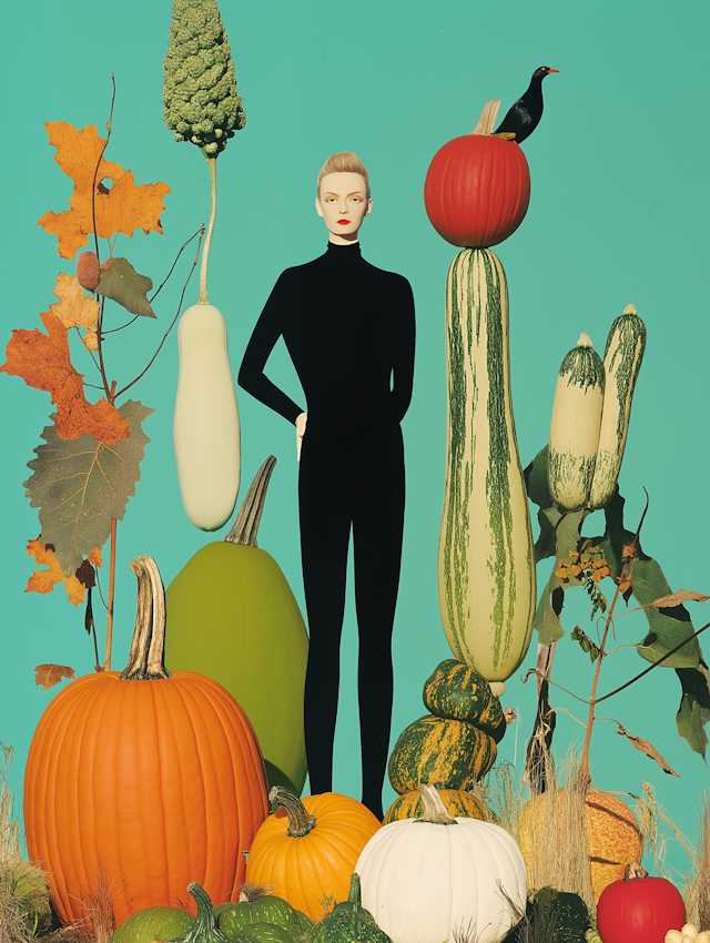 Person with Gourds and Bird