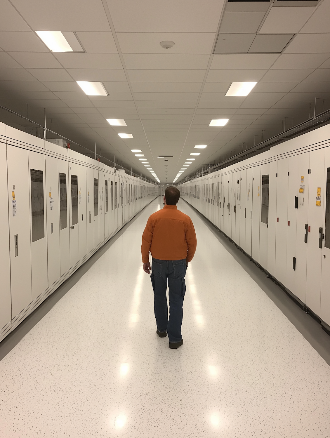 Man in High-Tech Corridor