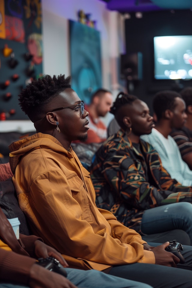 Focused Young Man at Social Event