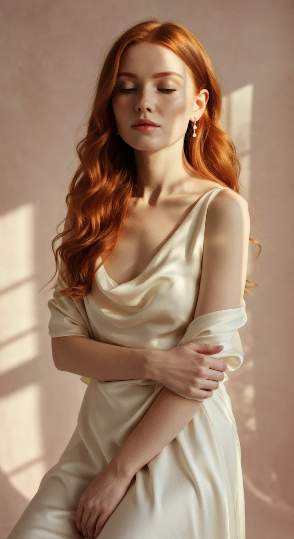 Serene Woman in Cream Dress