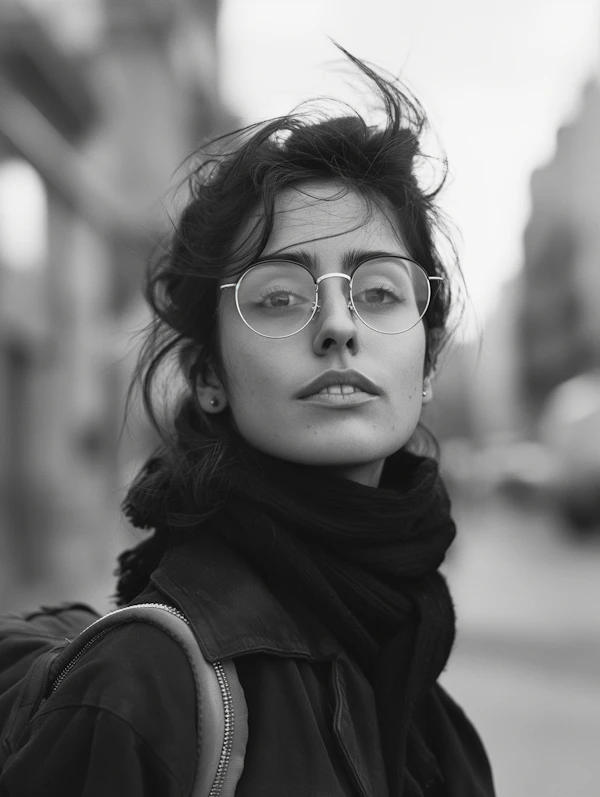 Contemplative Young Woman in Monochrome