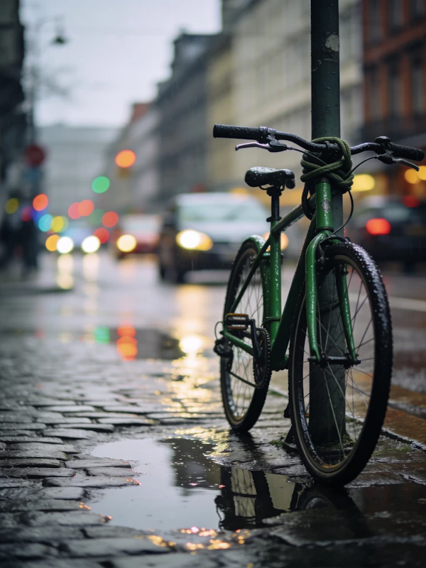 Bicycle in Rainy City