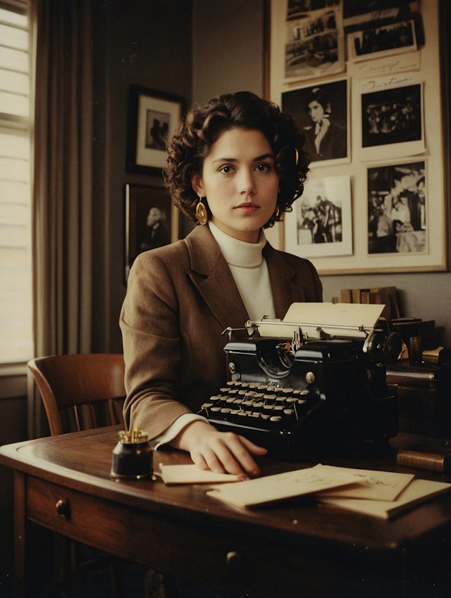 Woman with Vintage Typewriter