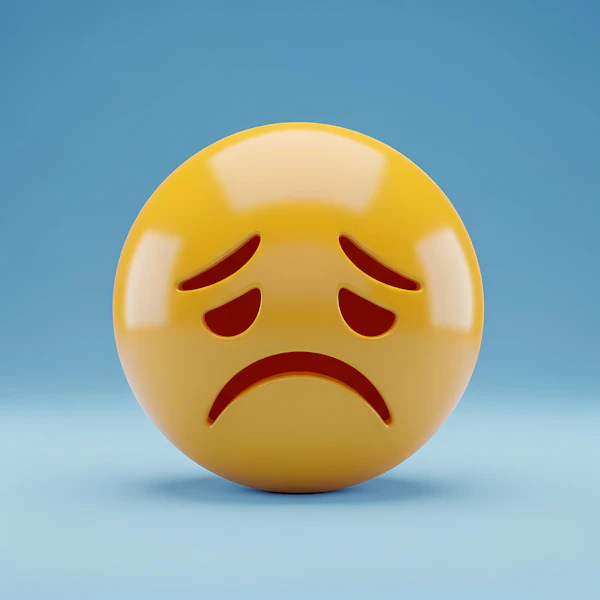 Sad Emoji on Blue
