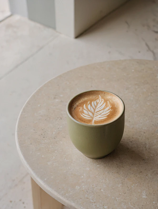 Latte Art on Stone Table