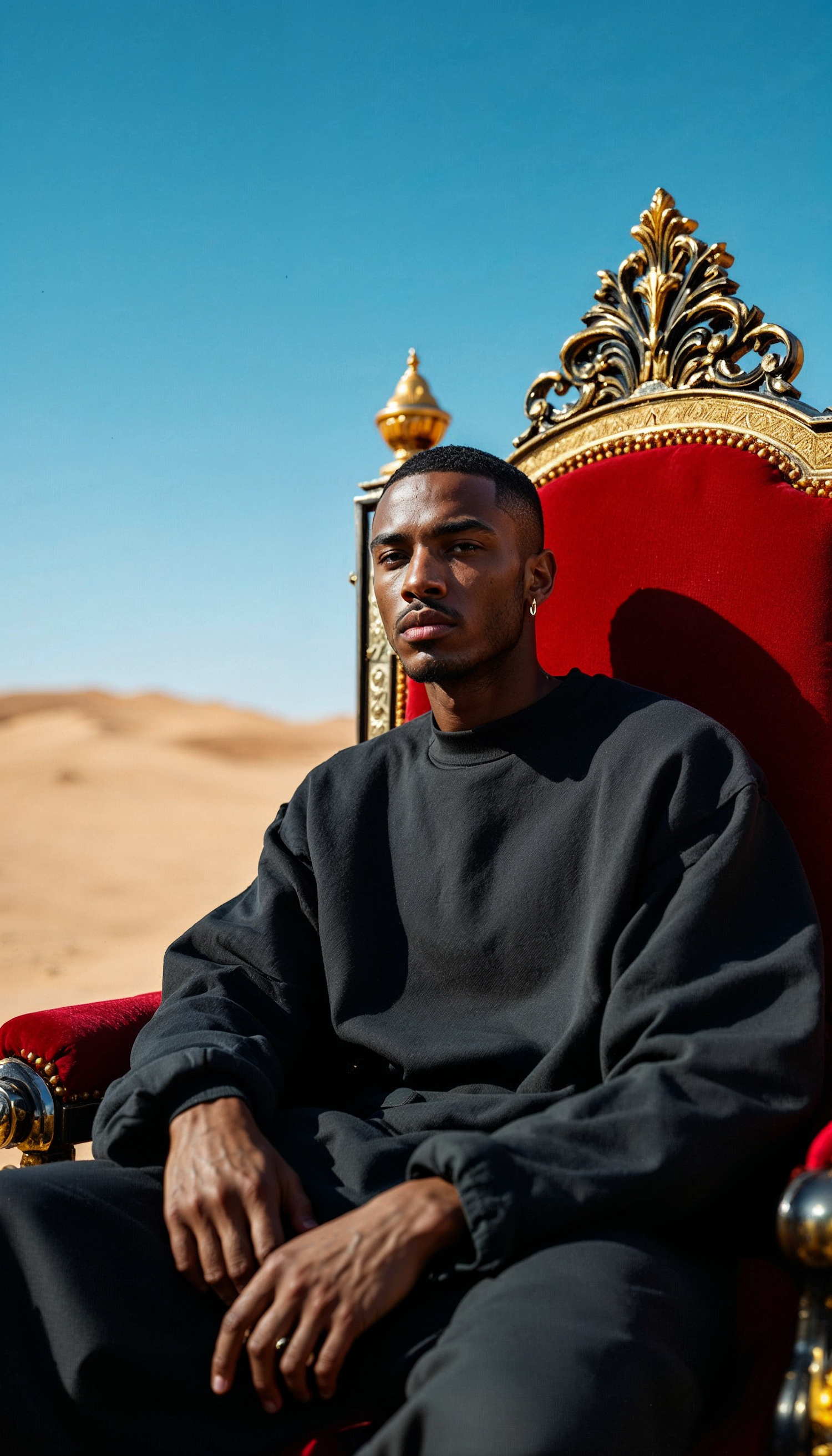 Man on Throne in Desert