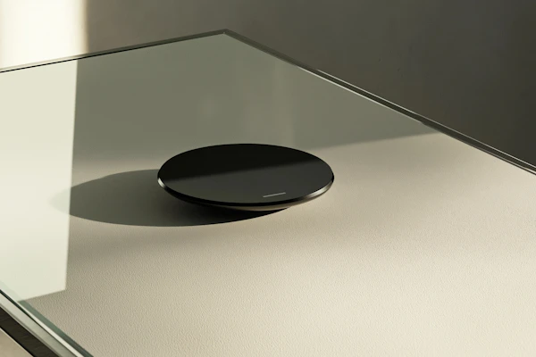 Minimalist Black Object on Light Surface