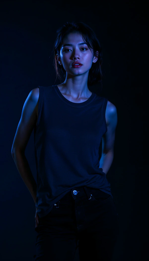 Woman in Blue Light