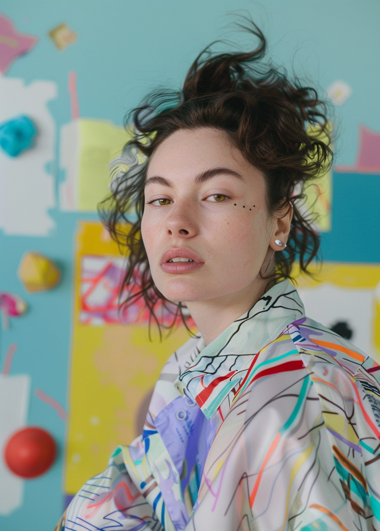 Portrait of a Young Woman with Vivid Backdrop