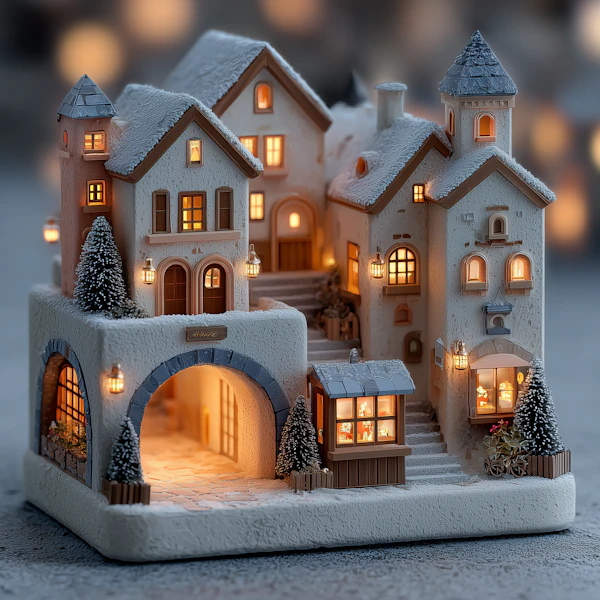 Snowy Miniature Village