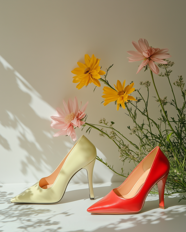 Elegant High-Heeled Shoes with Flowers