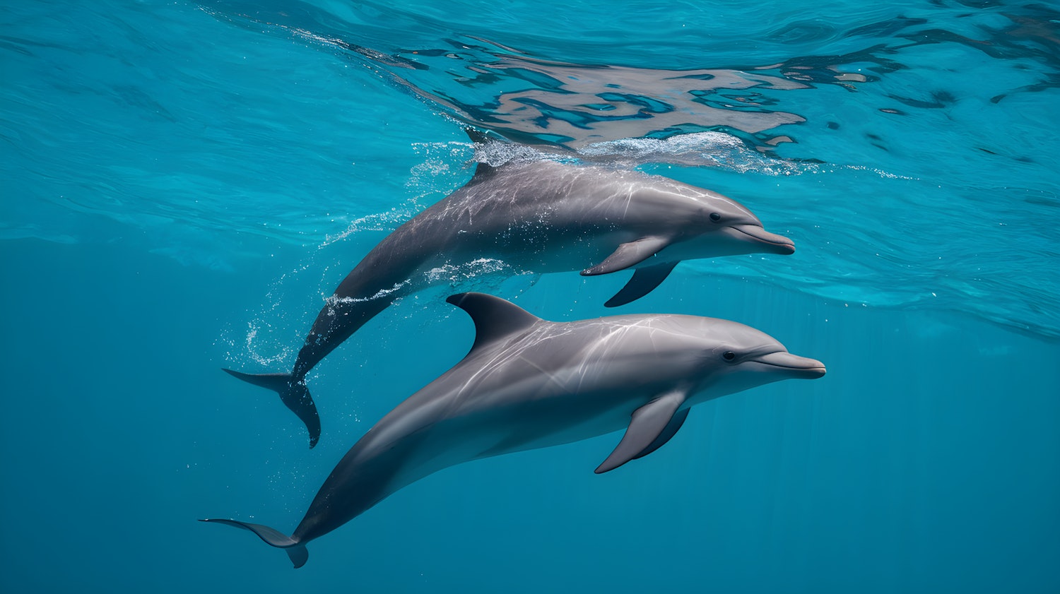 Graceful Dolphins Underwater