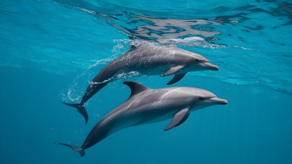 Graceful Dolphins Underwater