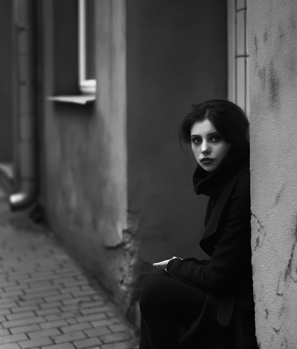 Contemplative Young Woman in Urban Setting
