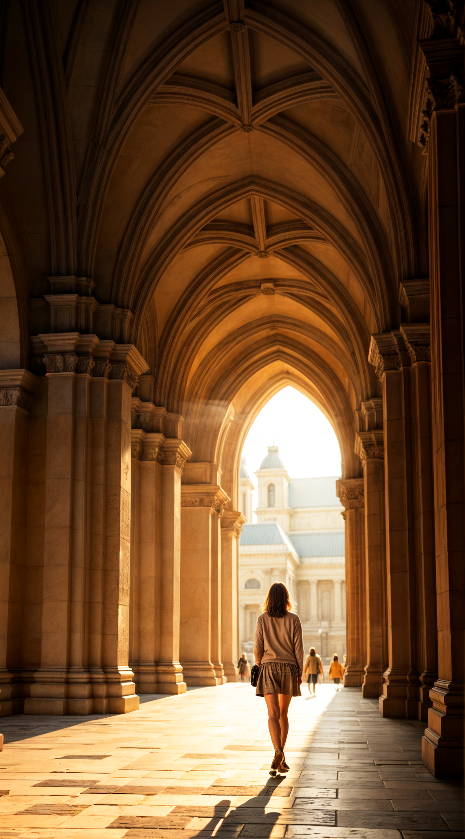 Woman in Grand Architectural Setting