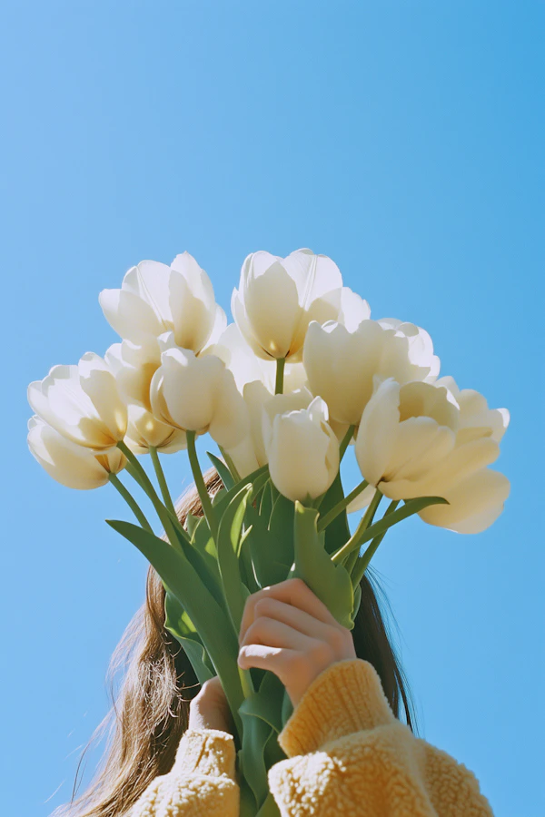 Tulips Against Blue Sky