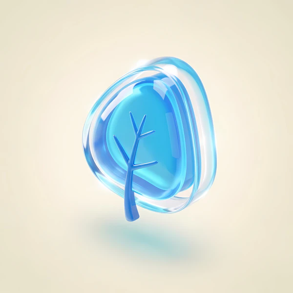 Glossy Blue Tree Symbol
