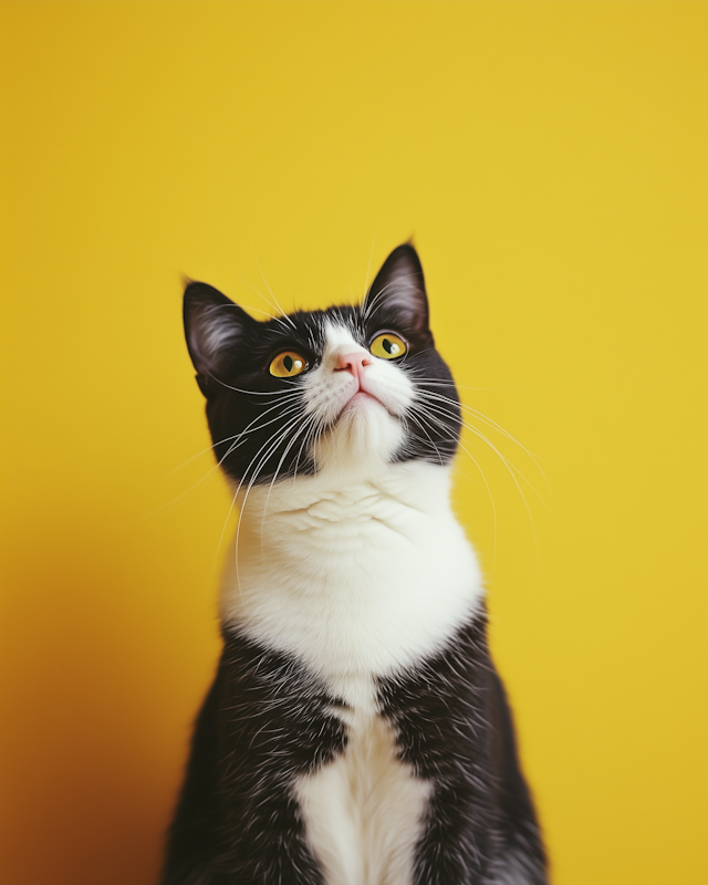 Curious Black and White Cat