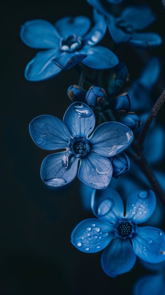 Vibrant Blue Flowers Close-Up