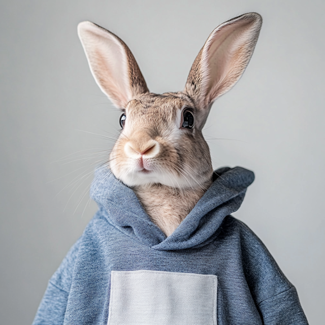 Rabbit in Blue Hoodie