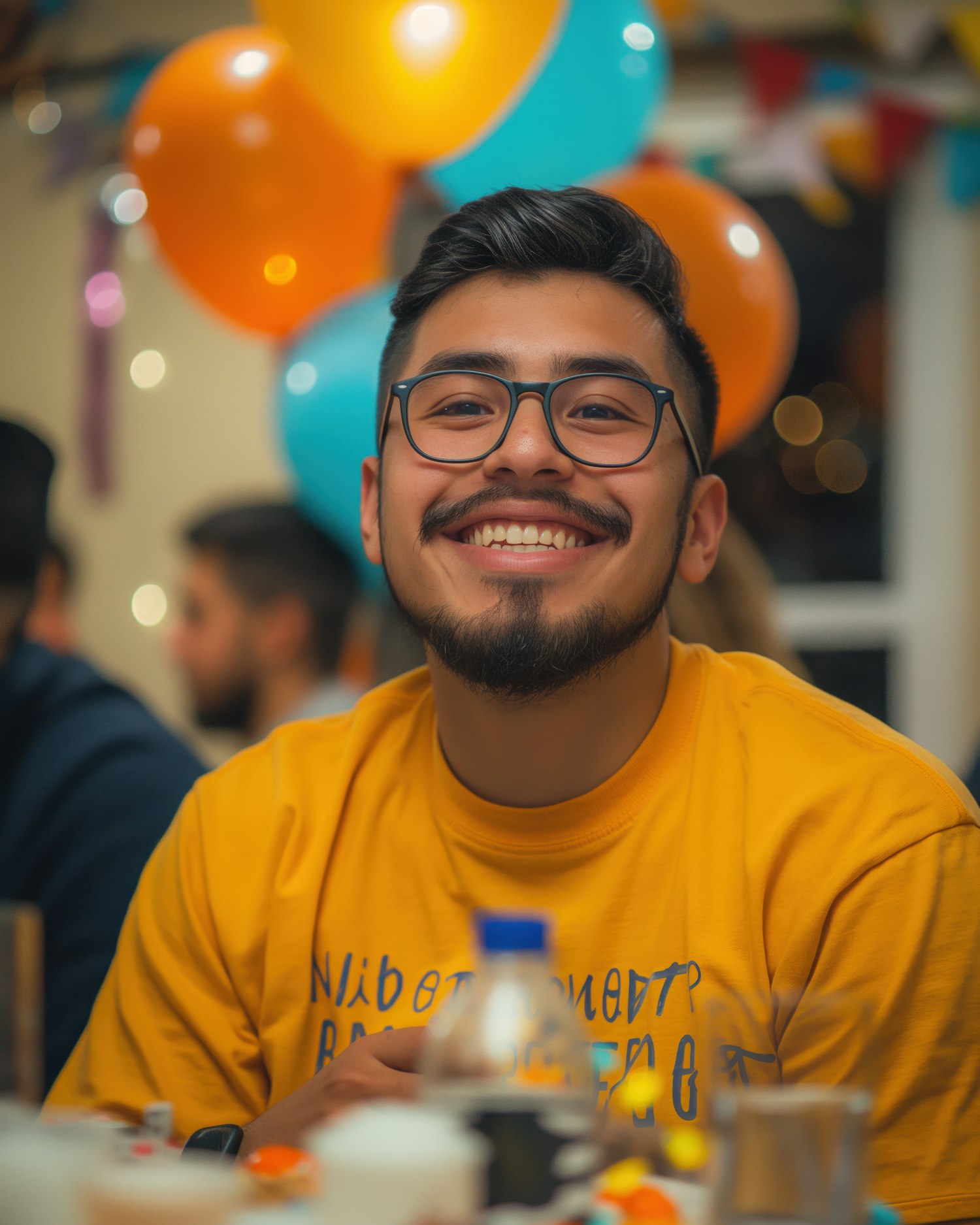 Smiling Man with Balloons