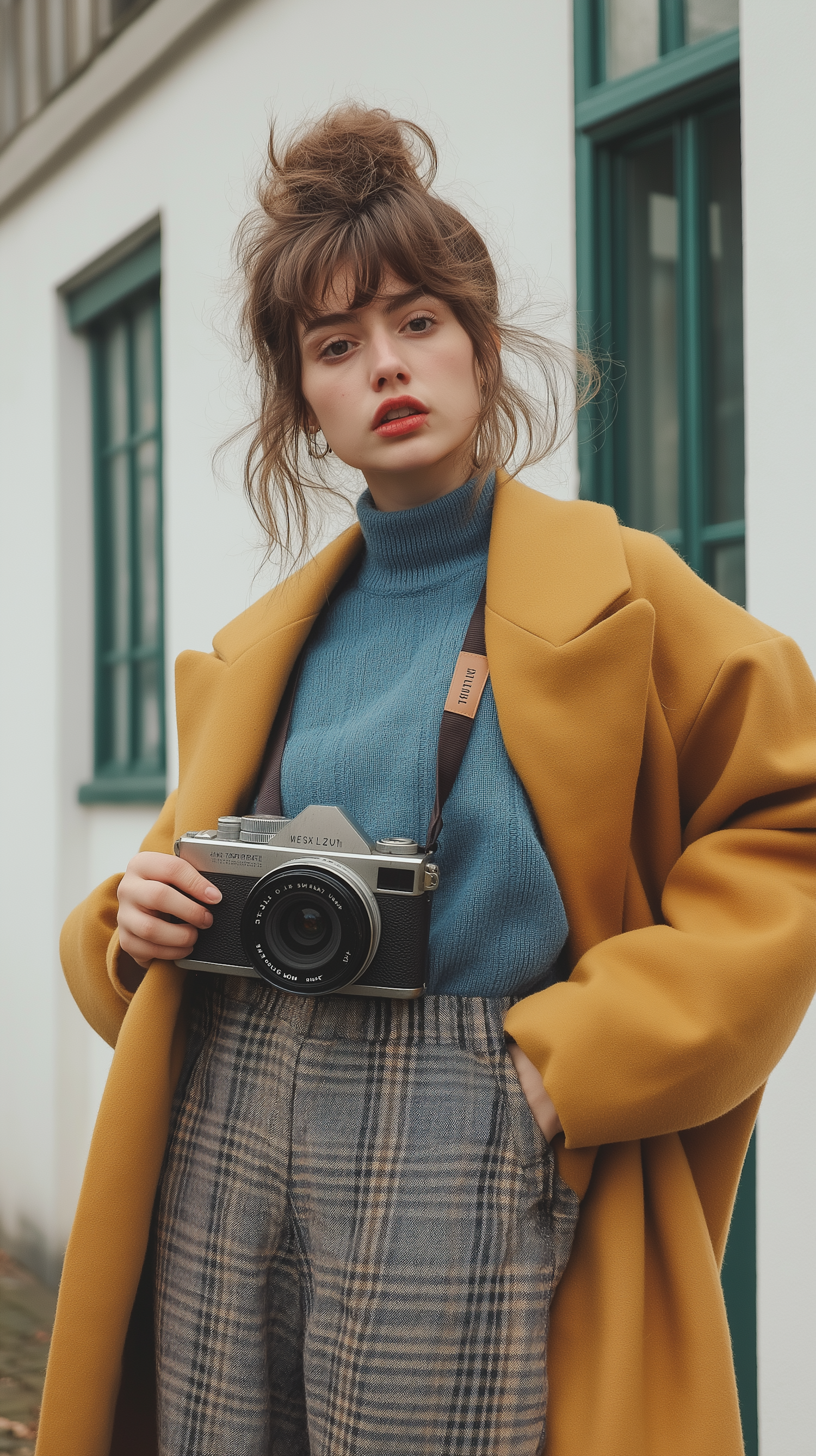 Young Woman with Vintage Camera