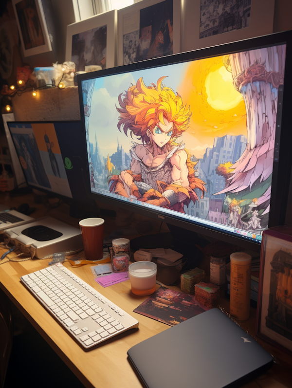 Anime Artist's Sunset Workspace