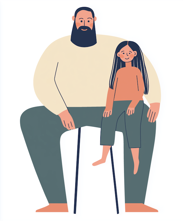 Illustrated Father and Daughter