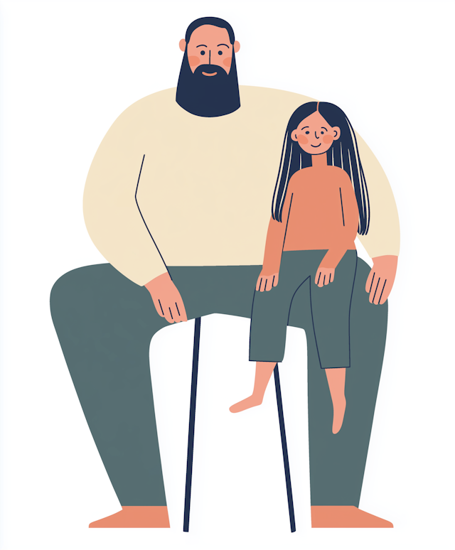 Illustrated Father and Daughter