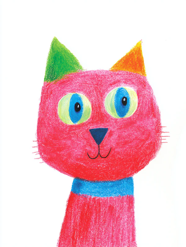 Colorful Crayon Cat