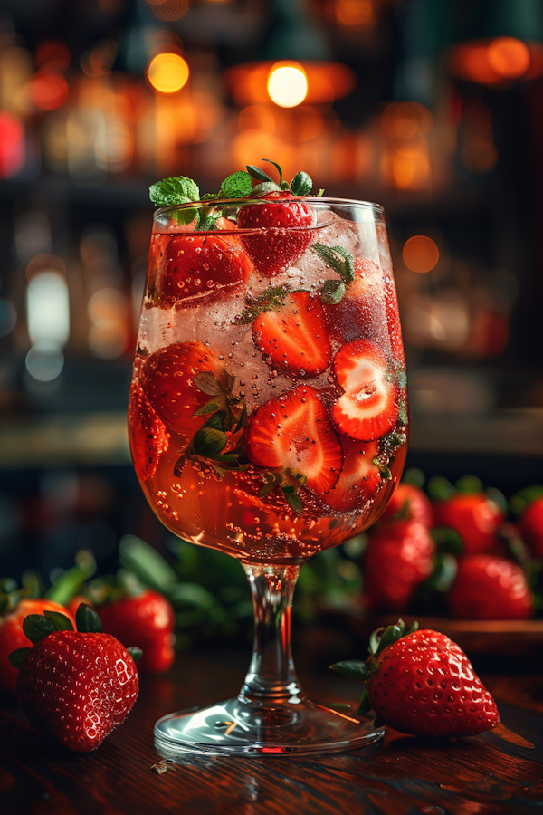 Refreshing Strawberry Drink at an Upscale Bar