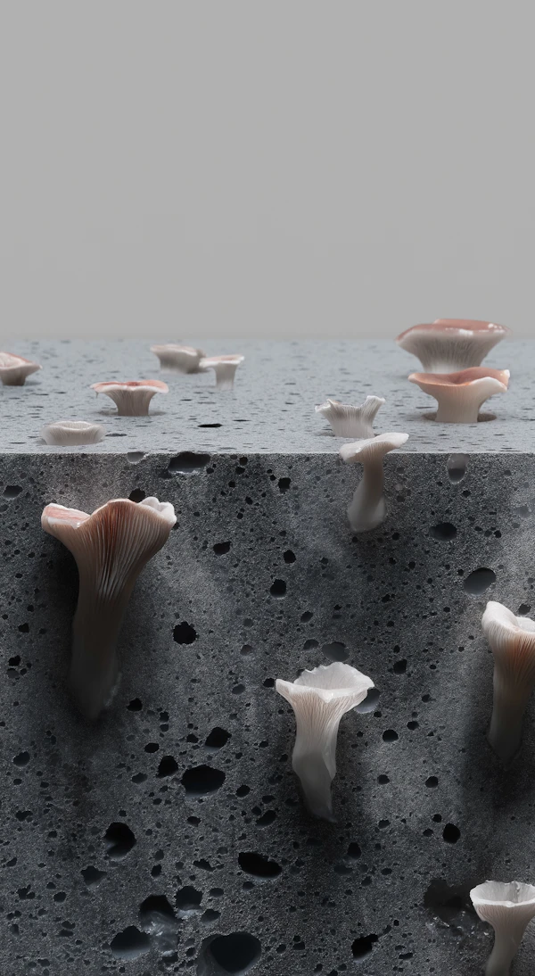 Elegant Mushrooms on Rock