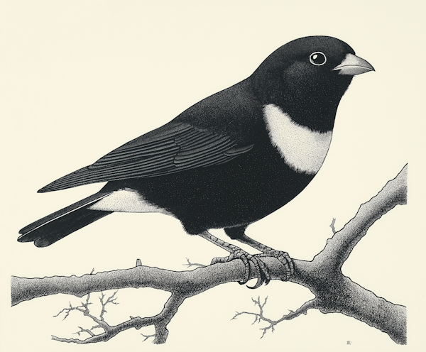 Detailed Black and White Illustration of a Magpie