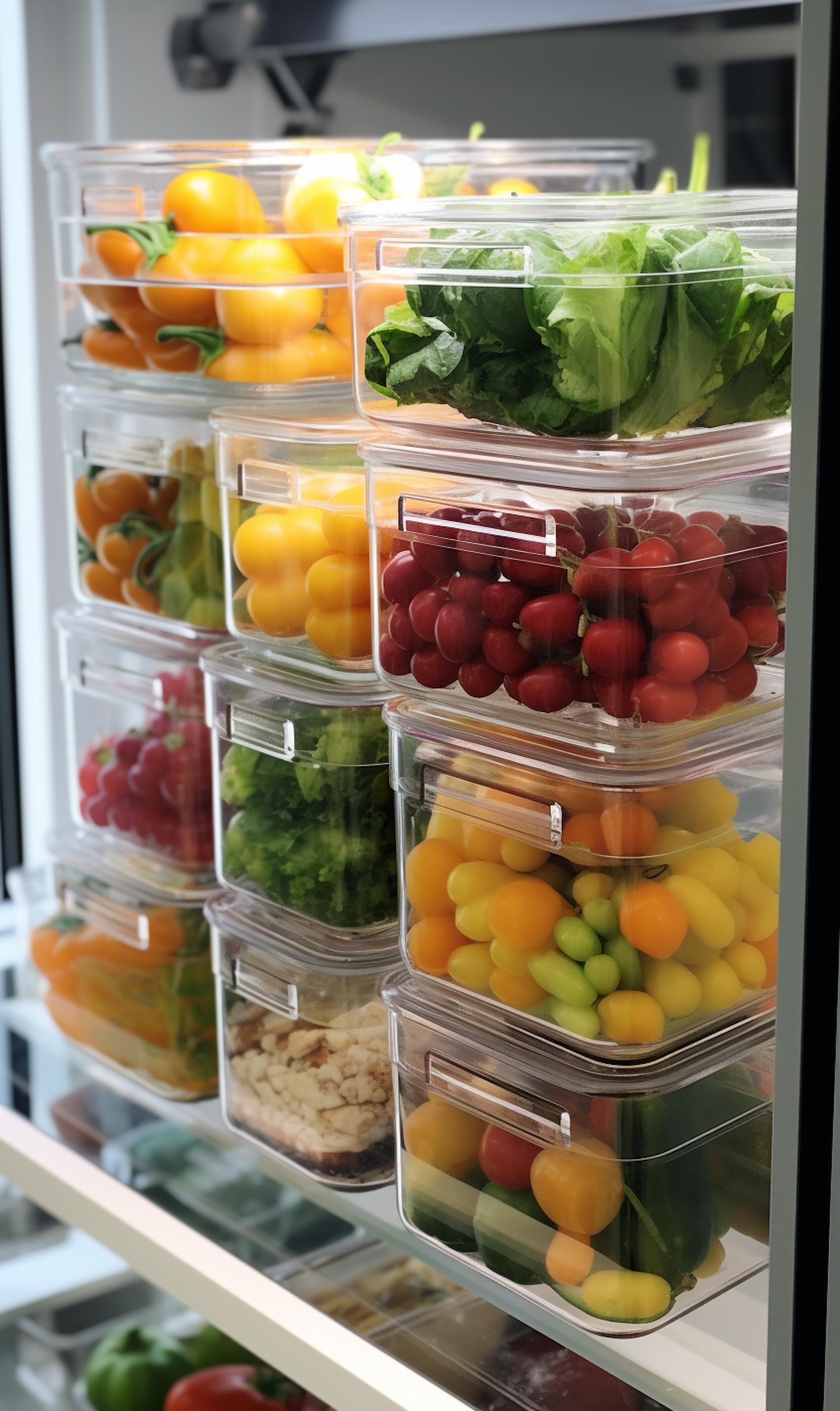 Organized Fresh Produce in a Refrigerator