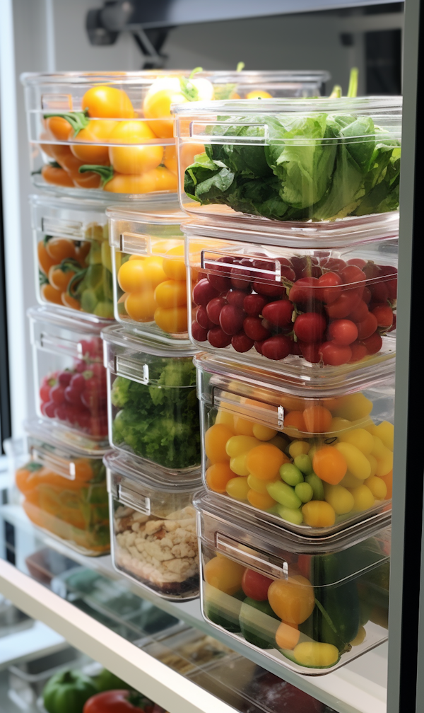 Organized Fresh Produce in a Refrigerator