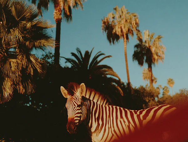 Zebra in Tropical Sunset