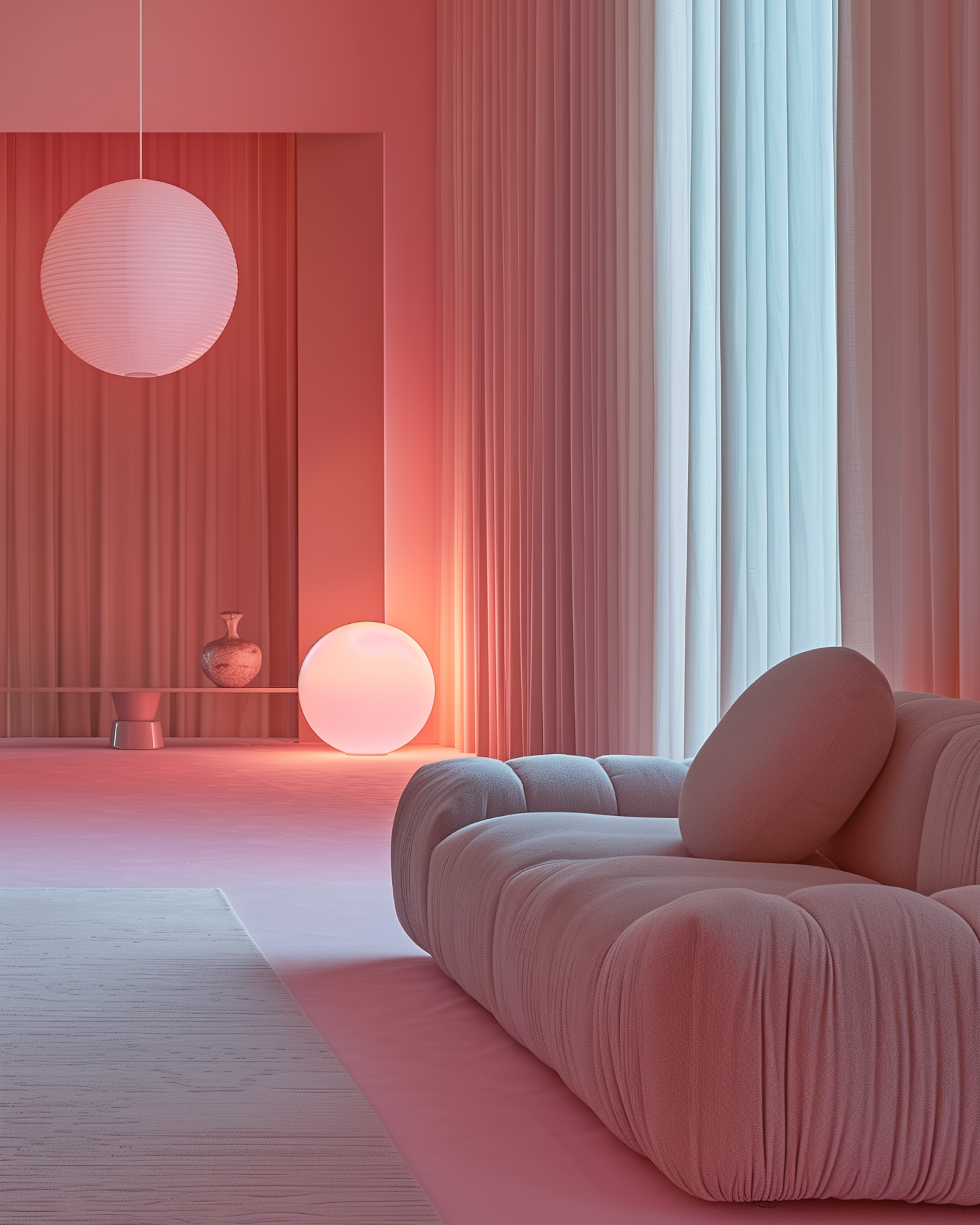 Modern Interior in Red and Pink Tones