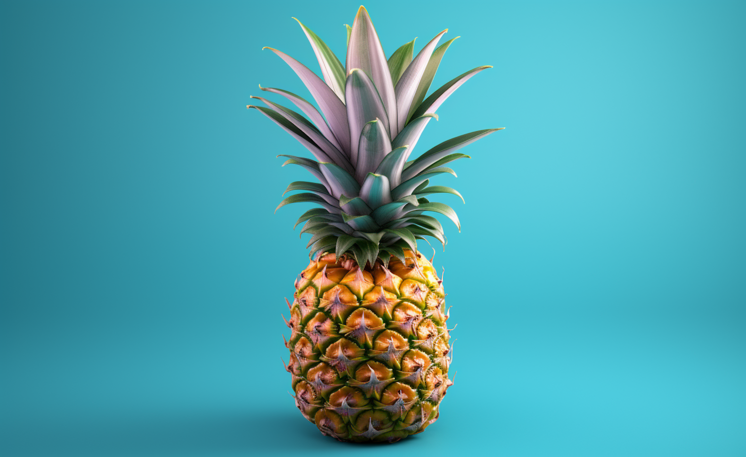 Tropical Radiance: A Vivid Pineapple Against Teal