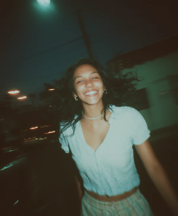 Smiling Woman in Motion