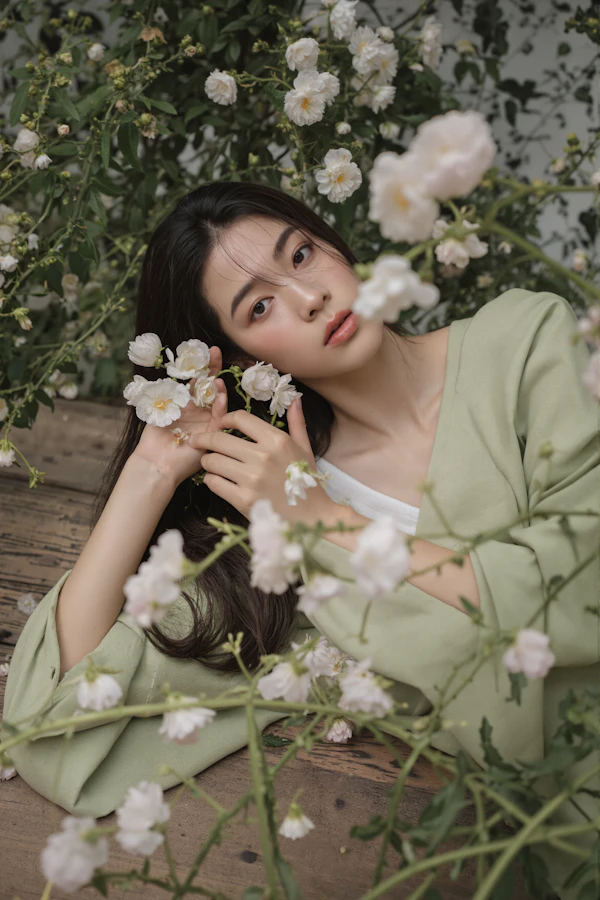 Woman with White Flowers